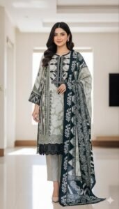 very affordable 3 piece pakistani stitched suit_